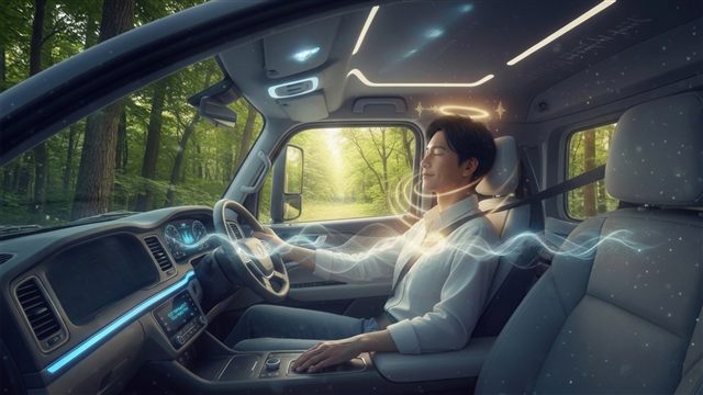 リラックスして運転するドライバー